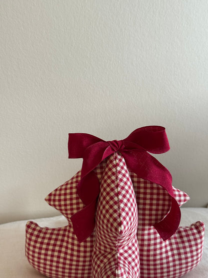 Håndlavet juletræ, rød og hvidternet